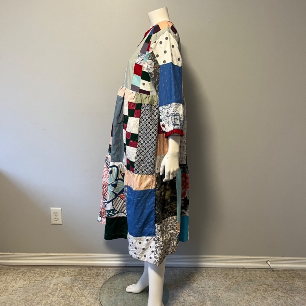 Hand Crafted Patchwork Dress - Multicolor - image 6